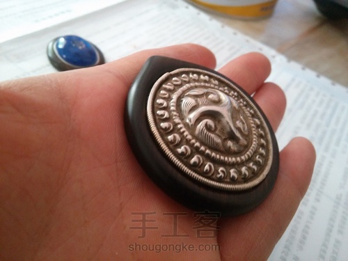 西藏老银片镶嵌紫光檀 第15步