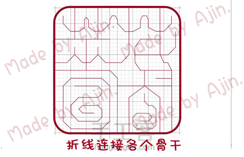 橡皮章·方菱名章设计·蔷薇 第6步