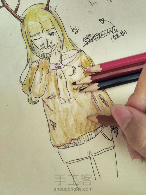 鹿之森（上色过程） 第6步