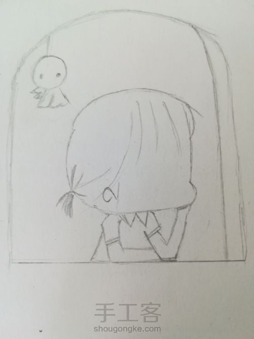 手绘窗边女孩插画临摹 第1步