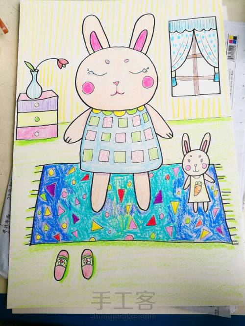简单的兔子儿童画 第10步