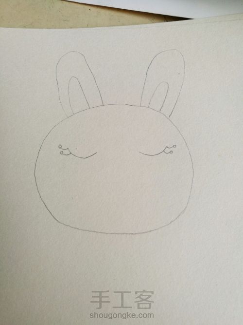 简单的兔子儿童画 第3步