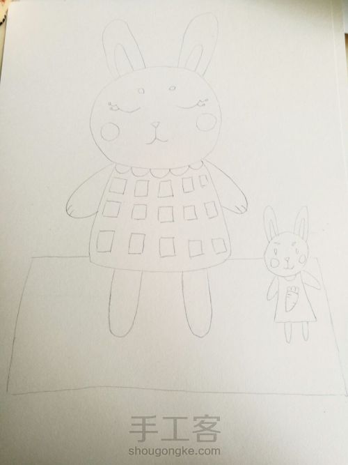 简单的兔子儿童画 第6步