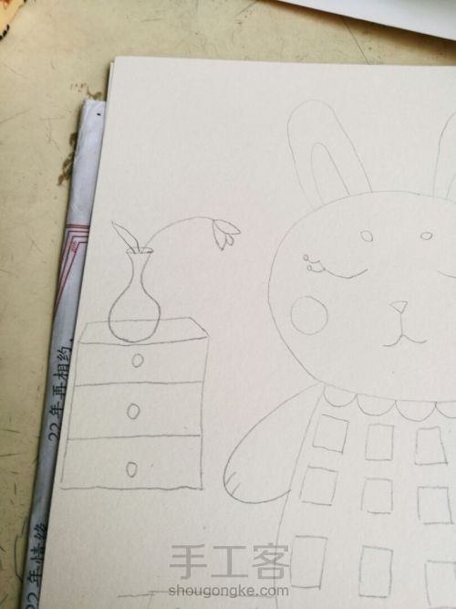 简单的兔子儿童画 第8步
