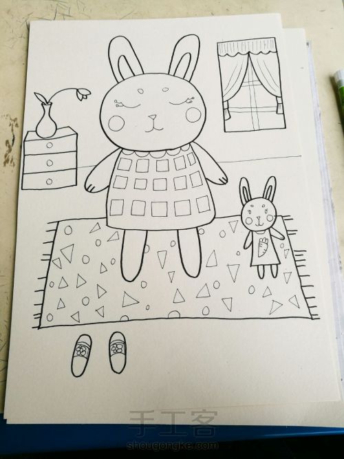 简单的兔子儿童画 第9步