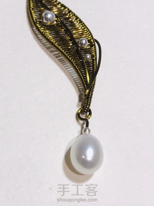 【双线编织的应用】“秋叶”一体式耳环 第16步