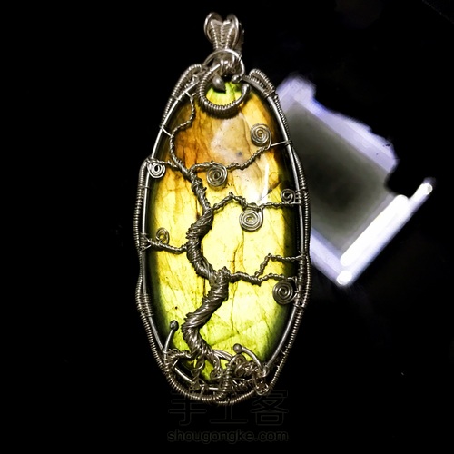 纯银绕线拉长石——树 第1步