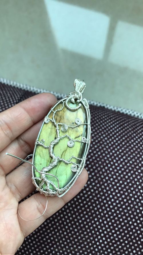 纯银绕线拉长石——树 第14步