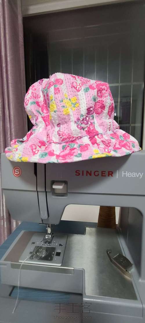 超简单的DIY花边帽，可调头围尺寸 第8步