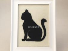 黑猫-羊毛毡绣画