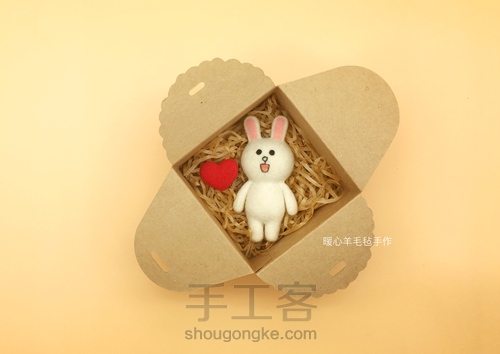  可妮兔、布朗熊羊毛毡详细分解制作方法 第9步