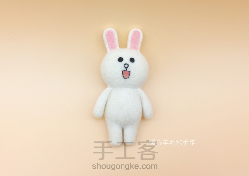  可妮兔、布朗熊羊毛毡详细分解制作方法 第8步