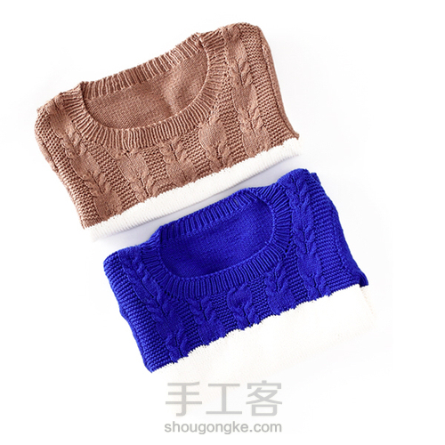 圆领拼色毛衣 第3步