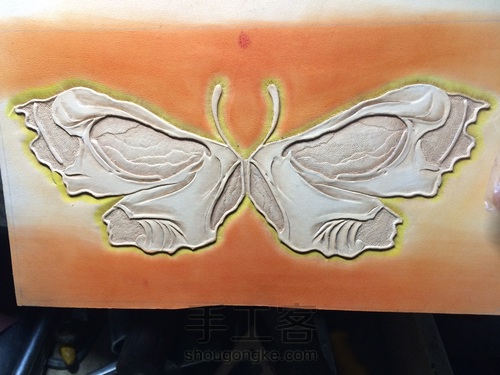 渐变染色骷髅蝴蝶皮雕 第8步