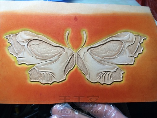 渐变染色骷髅蝴蝶皮雕 第9步