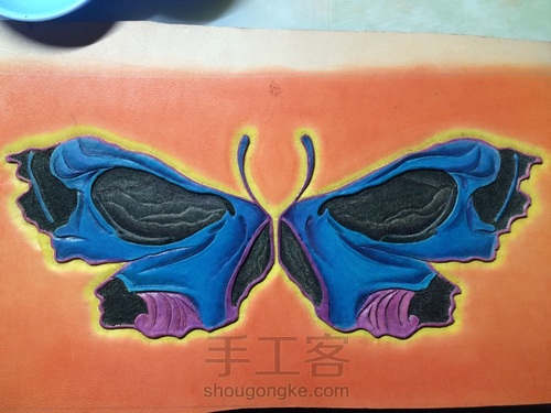 渐变染色骷髅蝴蝶皮雕 第13步