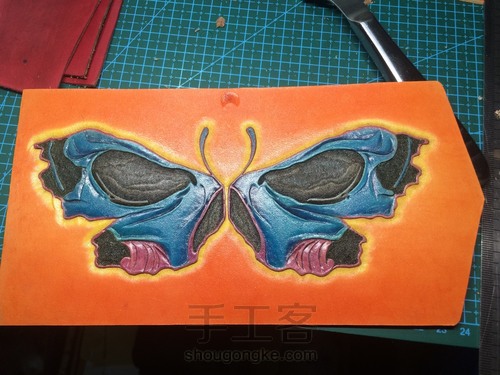 渐变染色骷髅蝴蝶皮雕 第14步