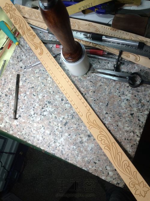 原创设计皮雕腰带 第6步