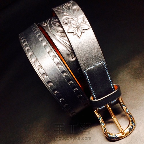 原创设计皮雕腰带 第18步