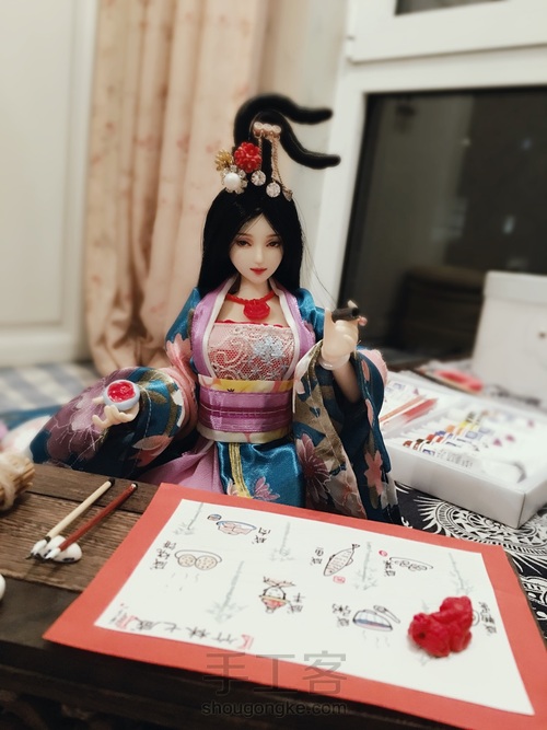 简易六分娃用古风道具石印章＆印泥 第15步