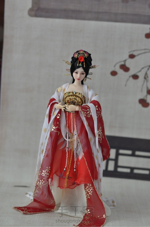 六分娃用古装娃衣古风服装唐代簪花仕女(类汉服)教程 第42步