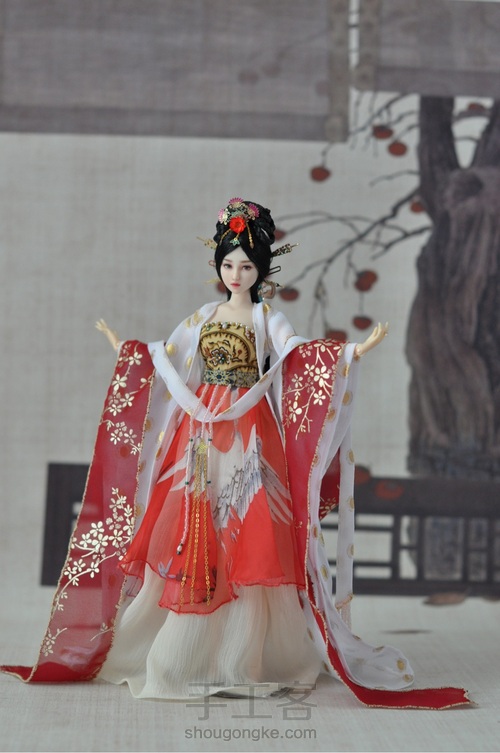 六分娃用古装娃衣古风服装唐代簪花仕女(类汉服)教程 第44步