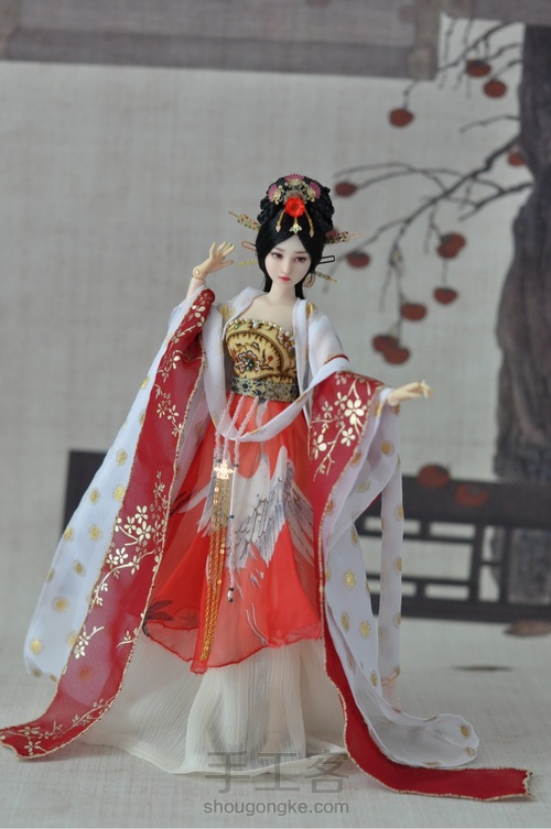 六分娃用古装娃衣古风服装唐代簪花仕女(类汉服)教程 第45步