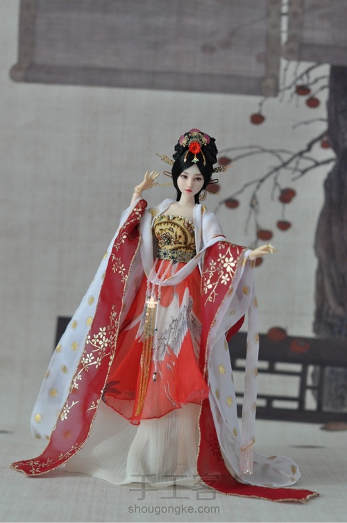 六分娃用古装娃衣古风服装唐代簪花仕女(类汉服)教程 第46步