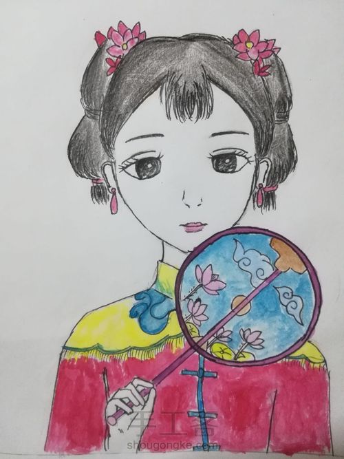 【原创】彩铅加水粉的画 第5步