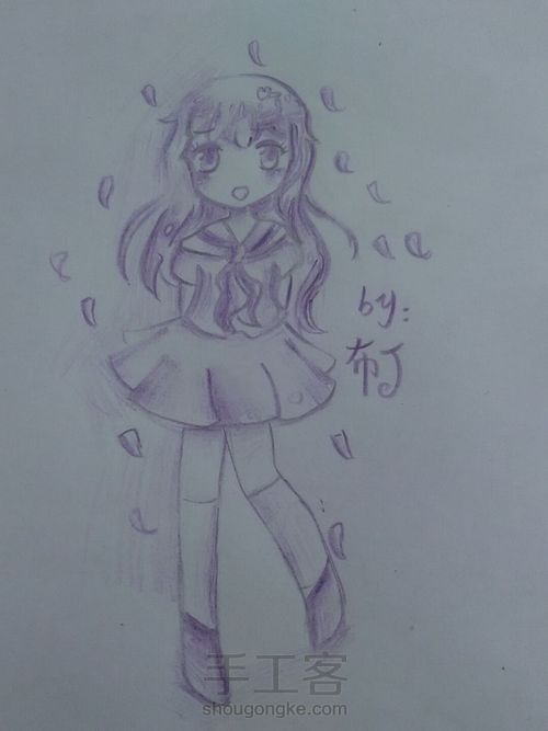 单色彩铅人物 第7步