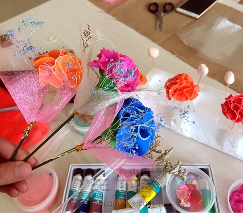 教师节康乃馨粘土永生花 第9步