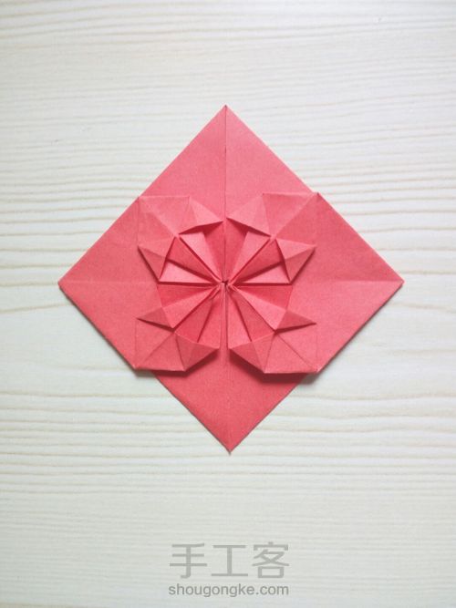 超简单纸折爱心 第23步