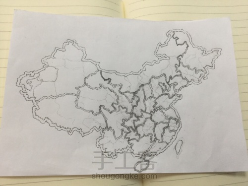 中国地图剪纸教程 第2步