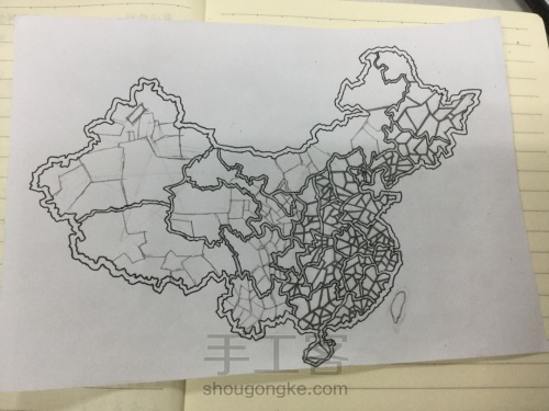 中国地图剪纸教程 第5步