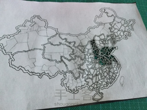 中国地图剪纸教程 第7步
