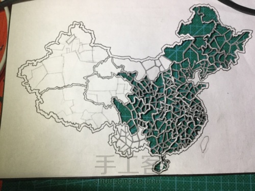 中国地图剪纸教程 第8步