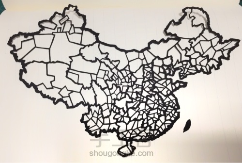 中国地图剪纸教程 第13步