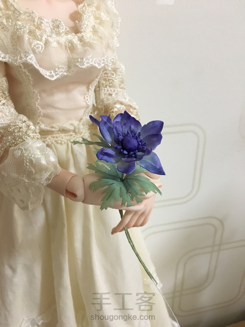 迷你娃用银莲花装饰～烫花 第9步