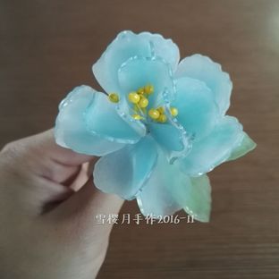 热缩片制作的山茶花—雪樱月原创