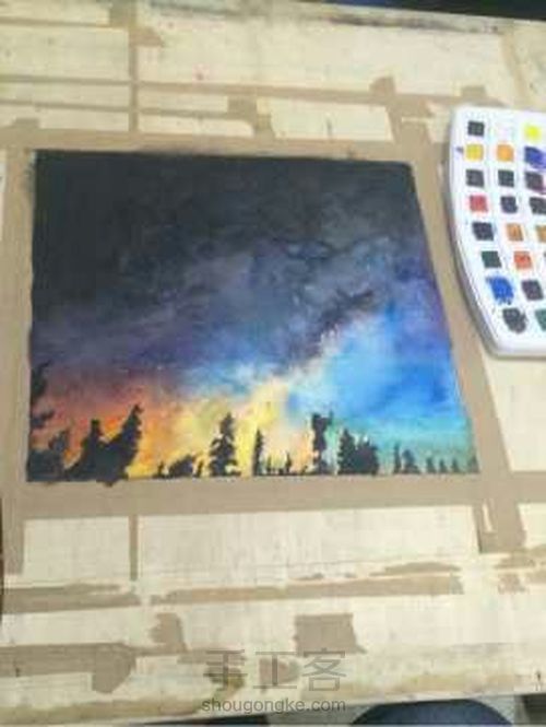 星空水彩 第4步