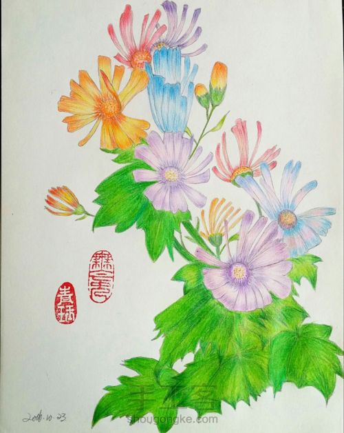 彩铅手绘花朵 第11步