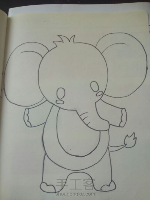 大象简笔画 第2步