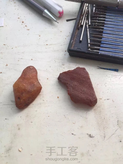蜜蜡双❤️吊坠 第1步