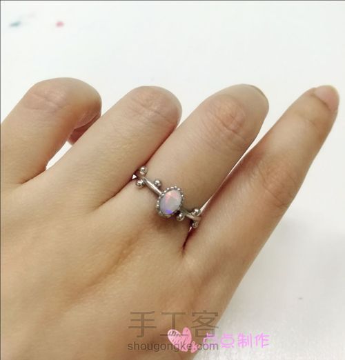 手工打磨欧泊原石镶嵌戒指 第8步