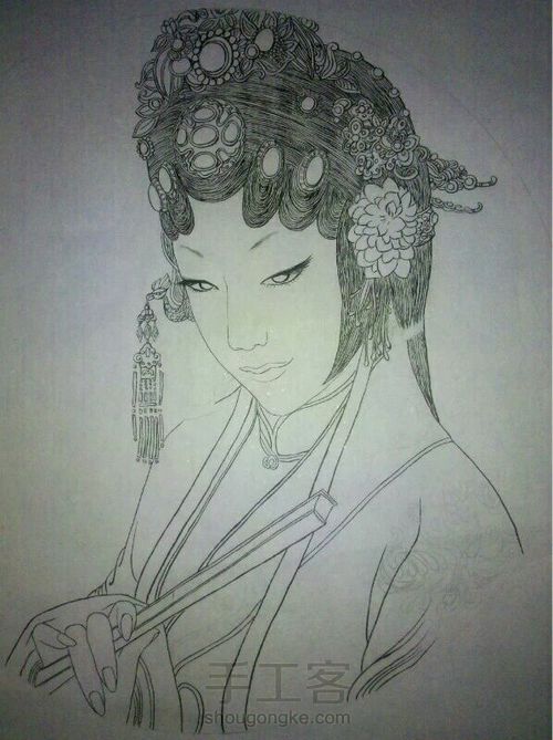 水墨画/工笔画仕女图 第2步