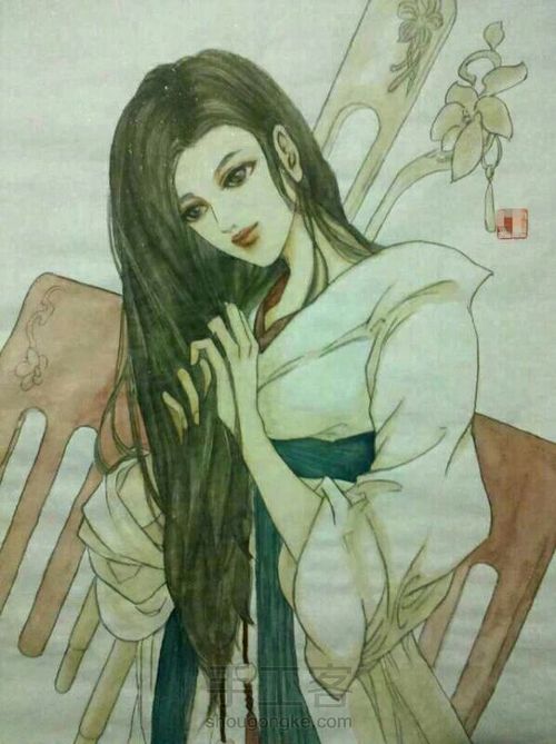 仕女图工笔画水墨画卡通画手绘 第6步