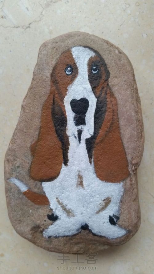 石头画之巴吉度猎犬 第4步