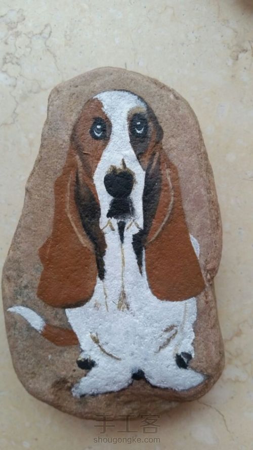 石头画之巴吉度猎犬 第5步