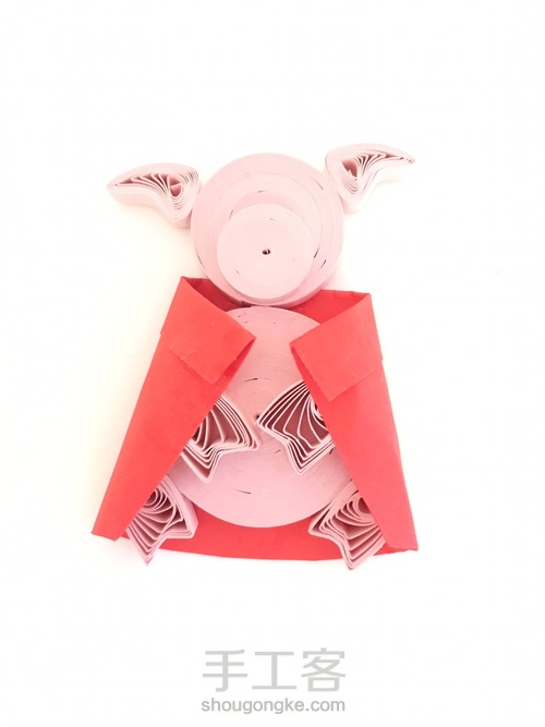 (￣(●●)￣)【衍纸原创】猪猪背包小挂件教程 第14步