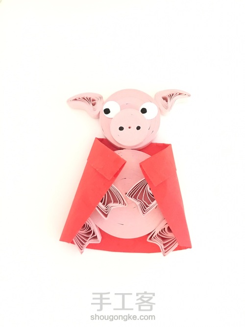 (￣(●●)￣)【衍纸原创】猪猪背包小挂件教程 第16步